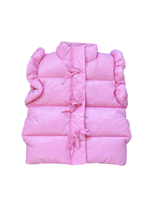 Ruffle Puffer Vest With Bows