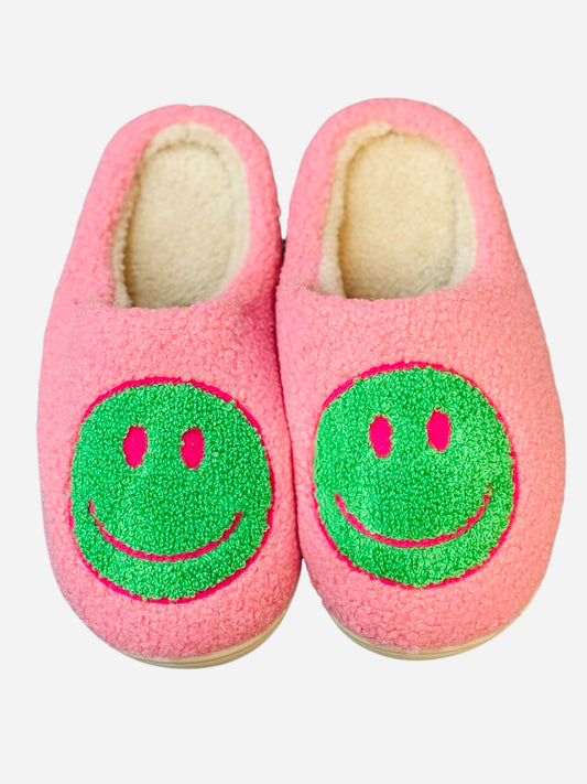 Smiley Slippers - Pink & Green