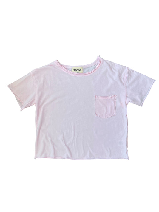 Tenly Cotton Jersey Raw Edge Tee - Pink Guava