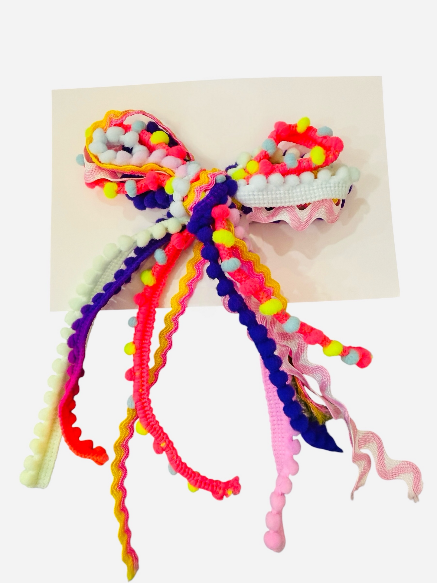 Textured Hair Bow - Neon w/Purple