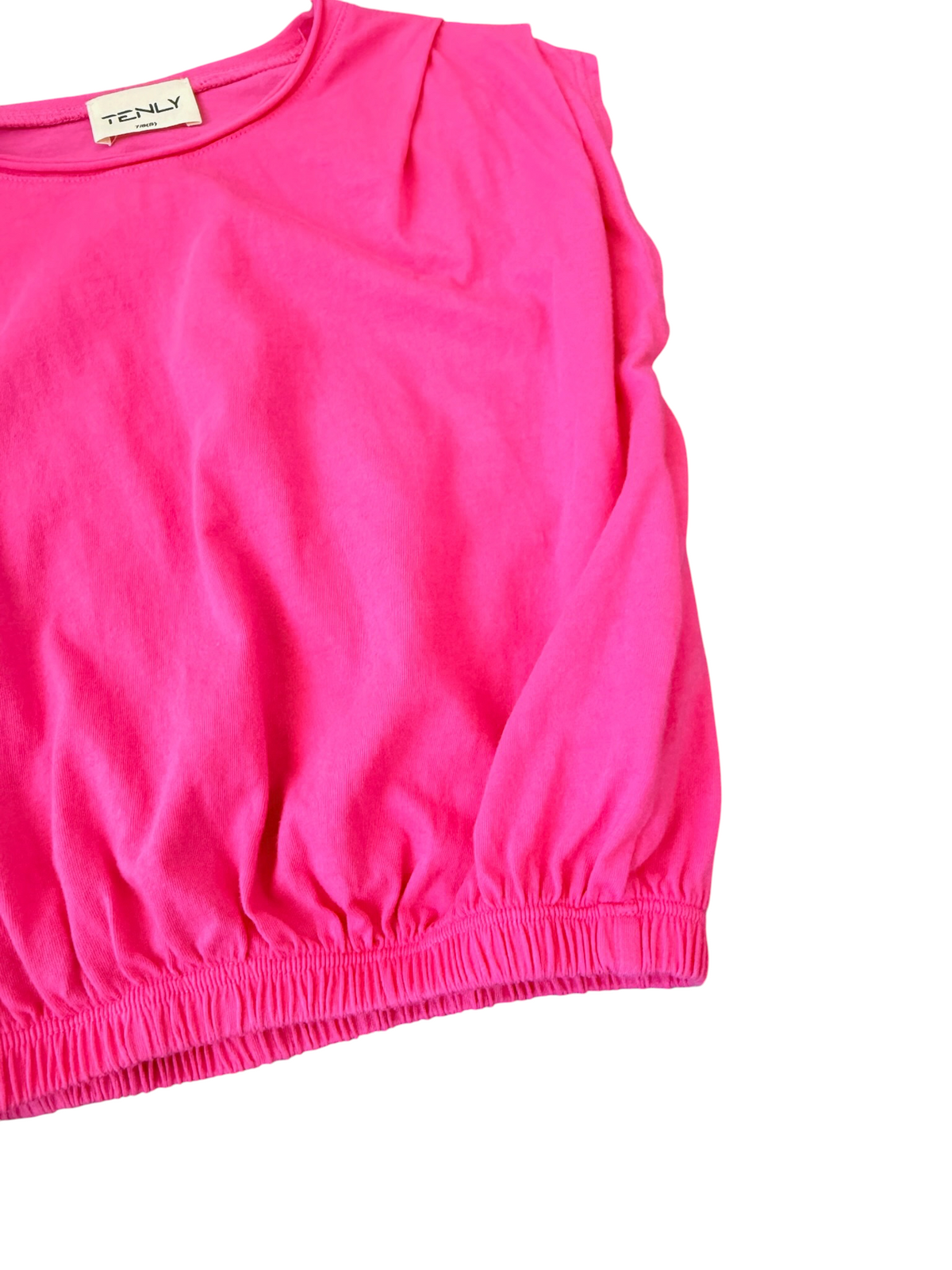 Tenly Pleated Shoulder Tee - Hot Pink