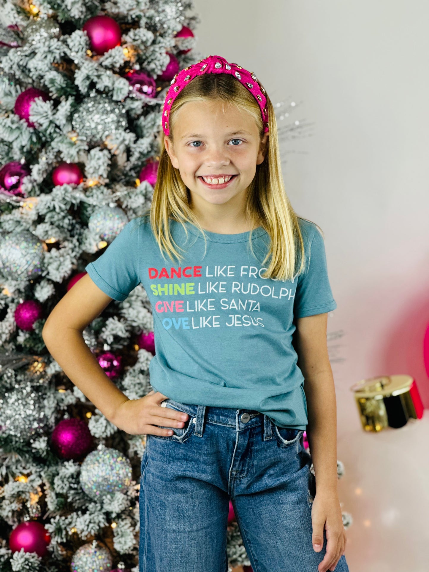 Dance Like Frosty, Shine Like Rudolph, Give Like Santa, Love Like Jesus Tee