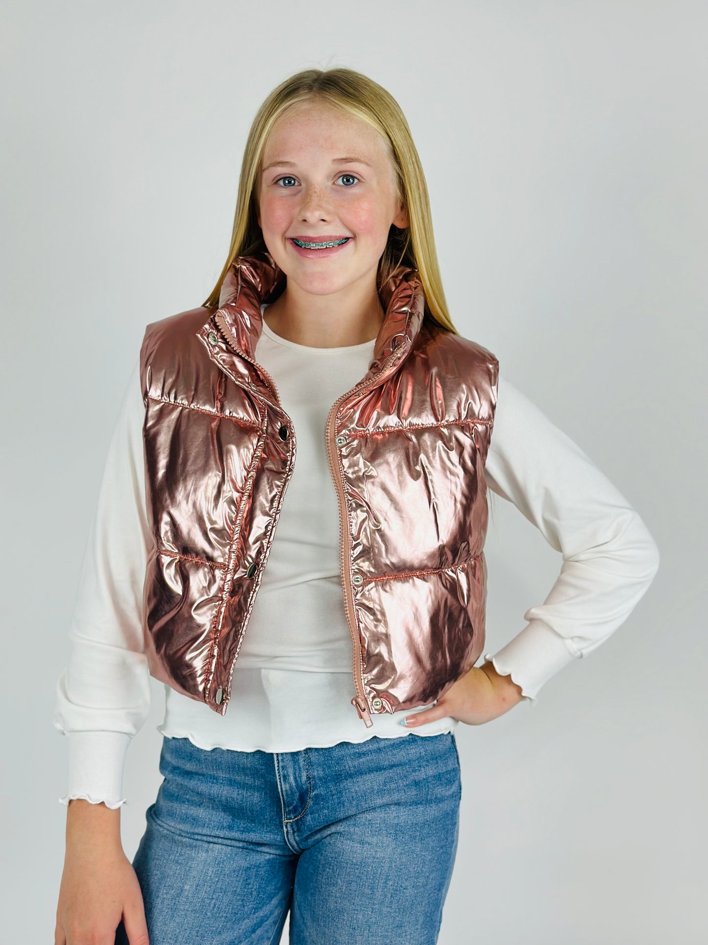 Metallic Pink Puffer Vest