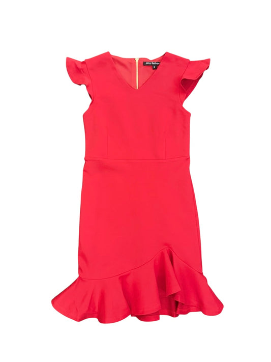 Fiona V Neck Ruffle Dress - Red