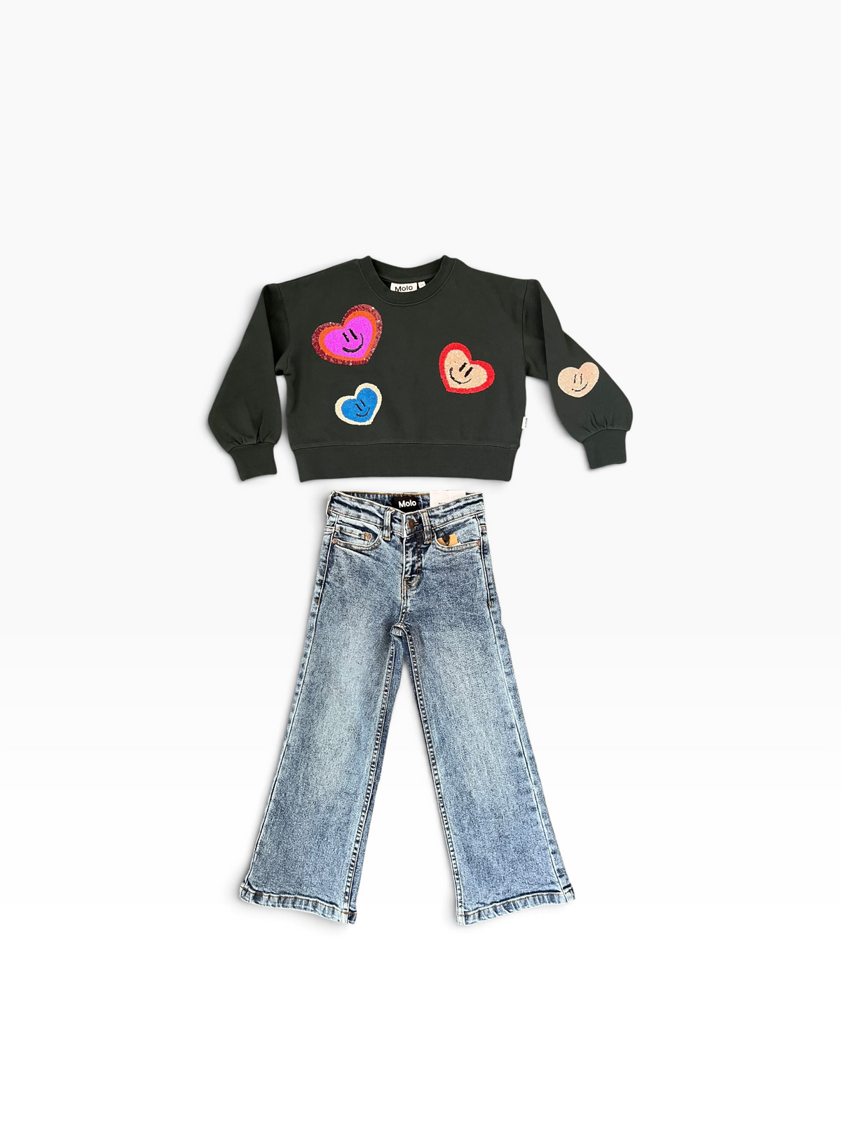 Molo Miki Sequin Heart Sweatshirt - Dark Green