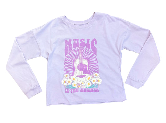 Oversized Long Sleeve Music Tee - Lilac