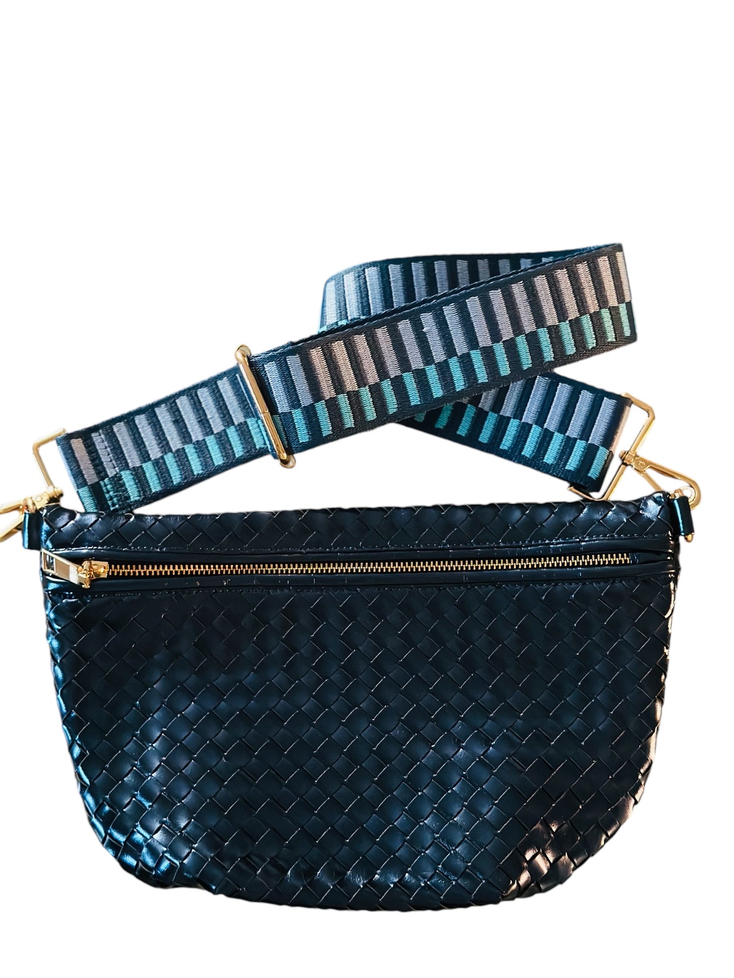 Woven Bum Bag - Metallic Blue