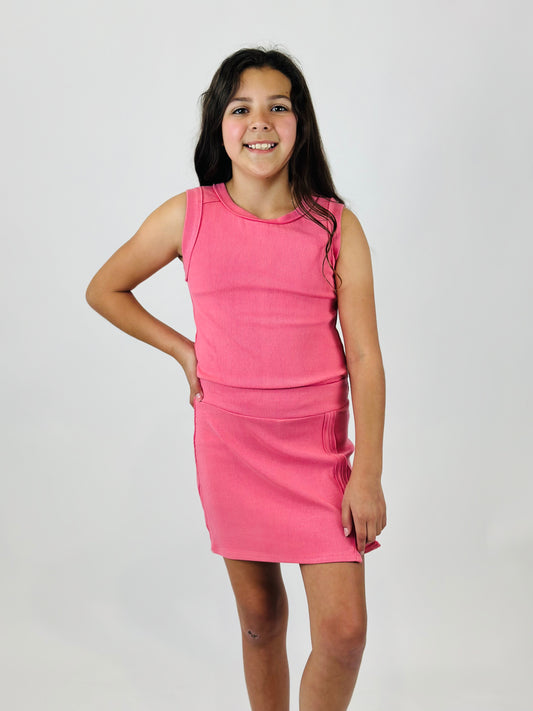 Tenly Rayon Rib Tank- Confetti Pink