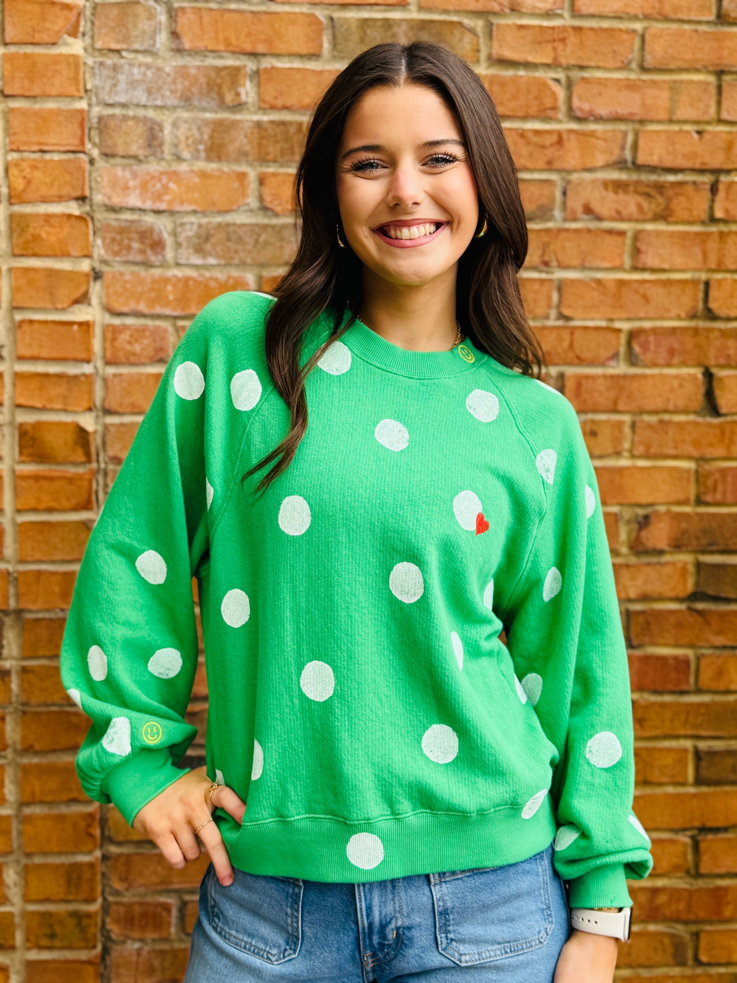 Polka Dot Vintage Sweatshirt - Green