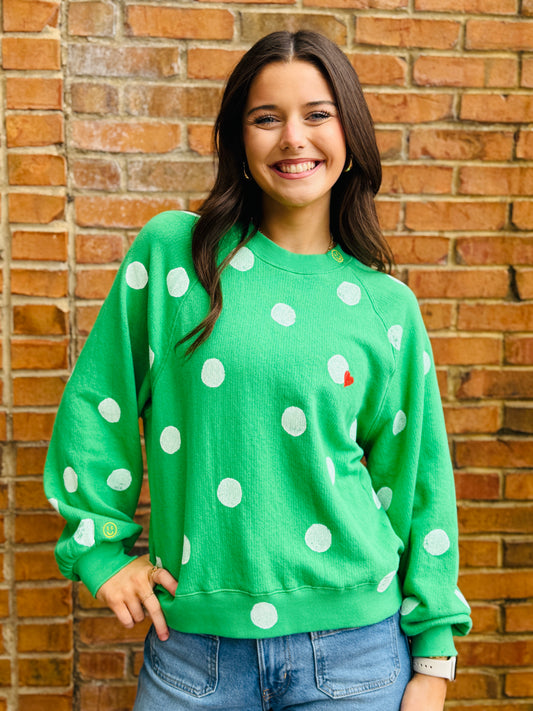 Polka Dot Vintage Sweatshirt - Green