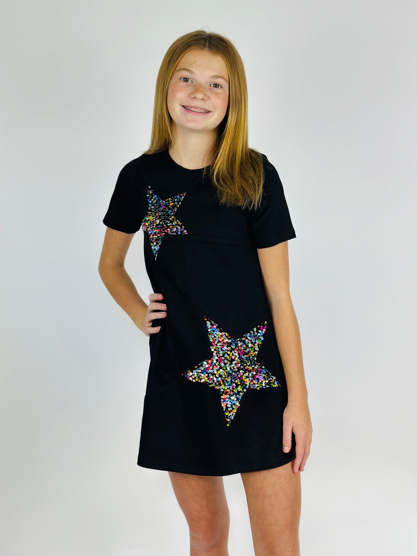 Sequin Stars Shift Dress