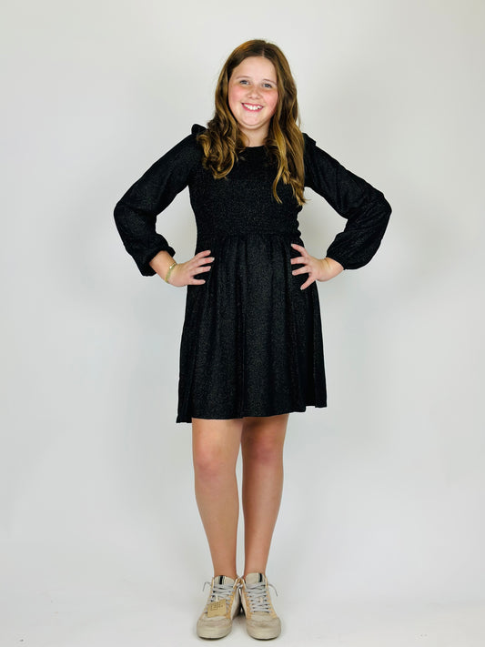 Black and Gold Speckled Woven Dress