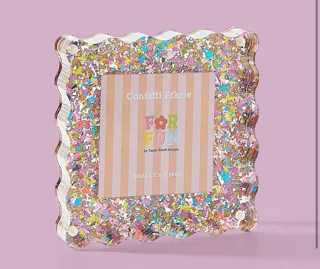 Square Scalloped Acrylic Frame - Colorful Confetti