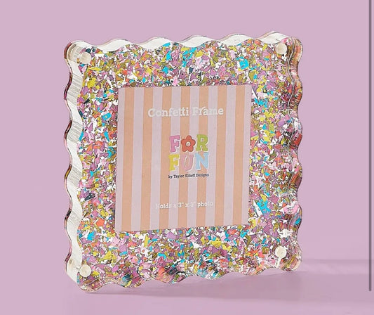 Square Scalloped Acrylic Frame - Colorful Confetti