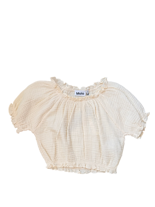 Rafaela Gauze Crop Top - Pearled Ivory