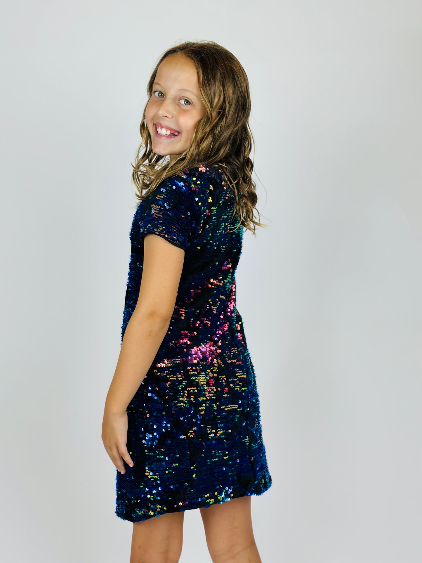 Reversible Sequin Velvet Mini Shift Dress