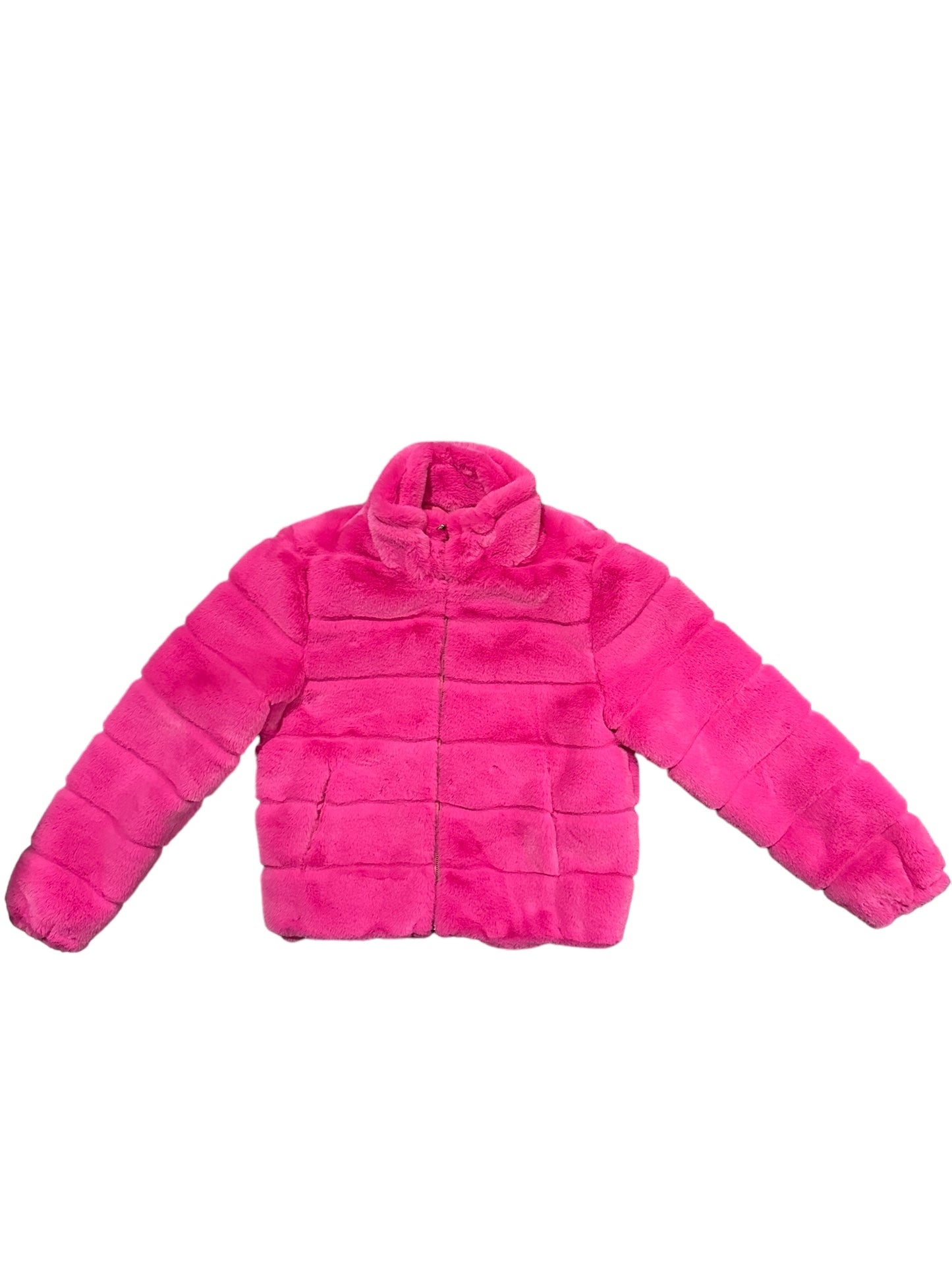 Teddy Faux Fur Puffer Coat - Hot Pink