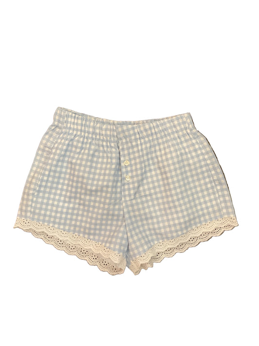 Gingham Lace Trim Boxer Shorts