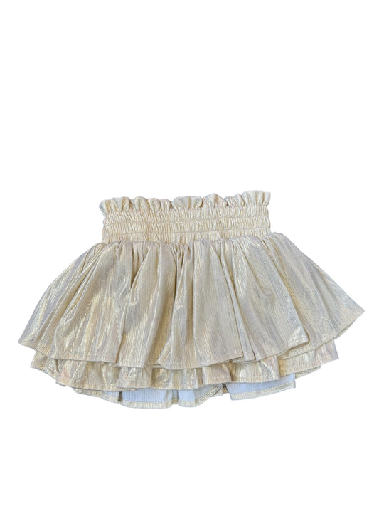 Shimmer Plisse Skort - Light Gold