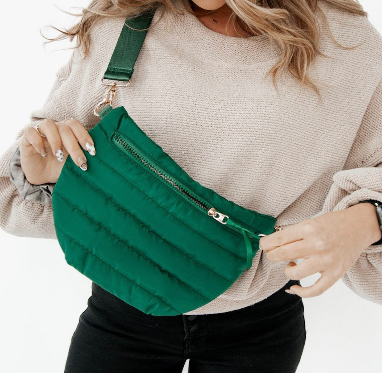 Puffer Belt Bag - Green