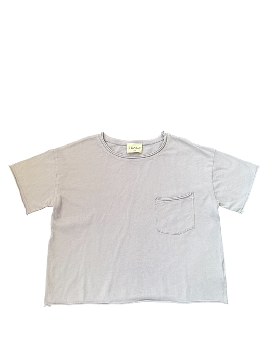 Tenly Cotton Jersey Raw Edge Tee - Cobblestone