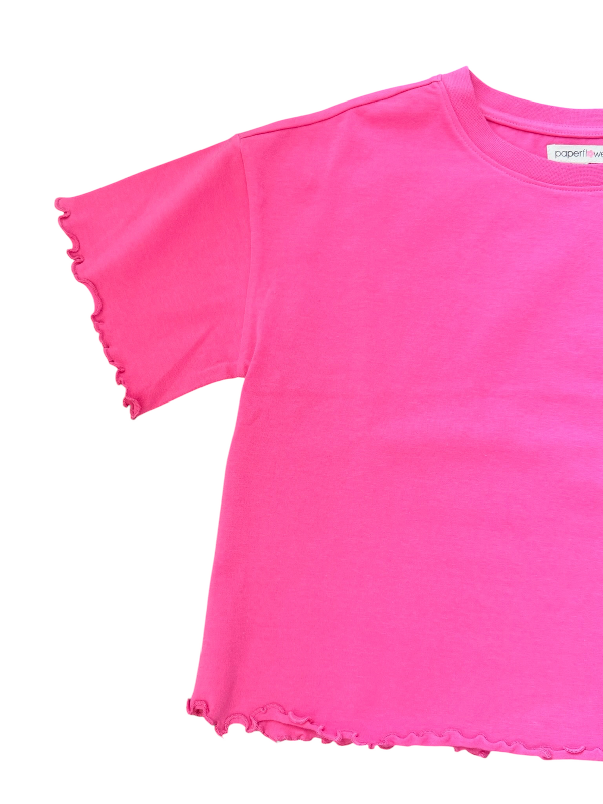 Lettuce Edge Oversized Cropped Tee - Hot Pink