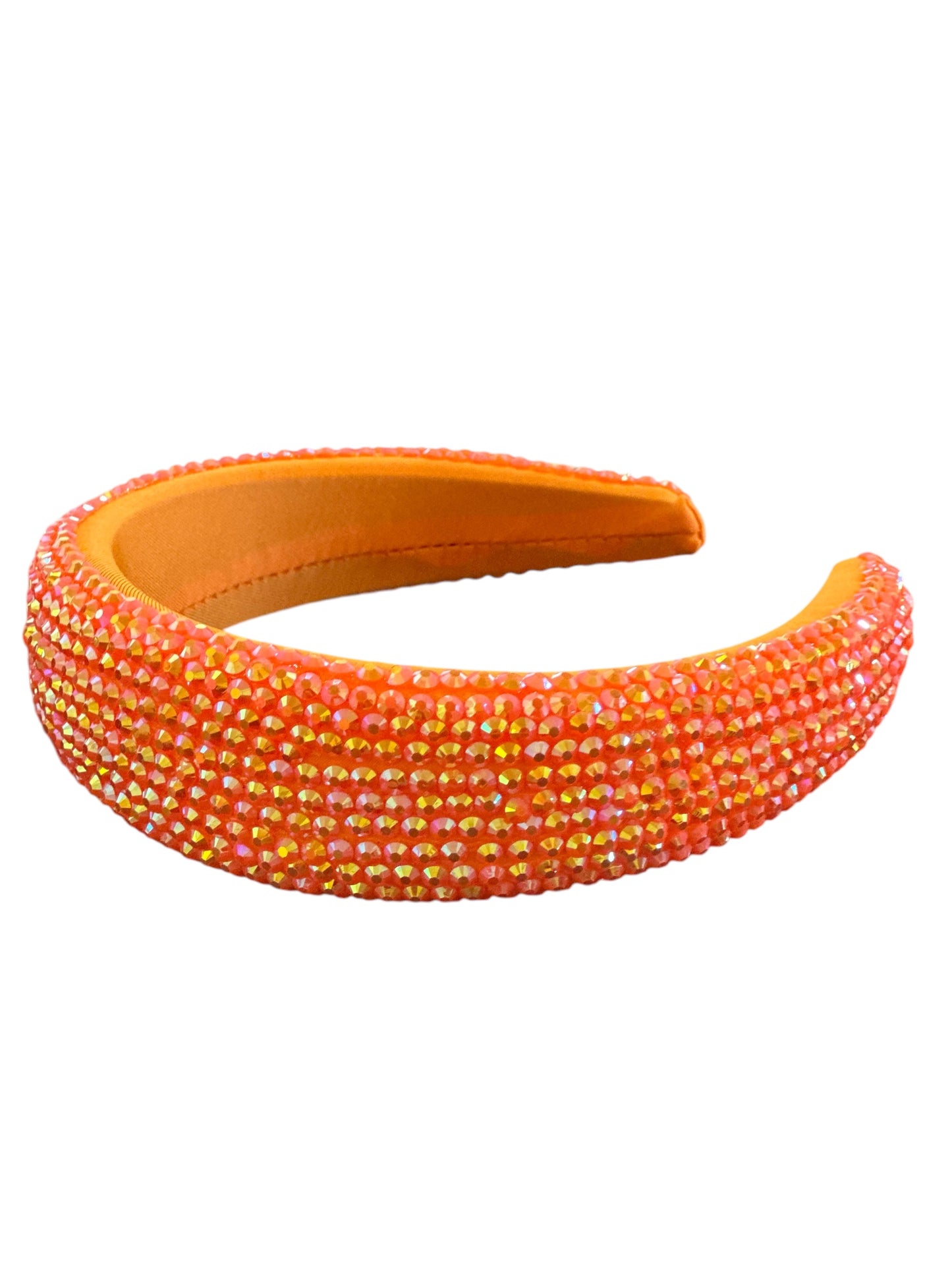 Puff Colored Rhinestone Headband - Orange