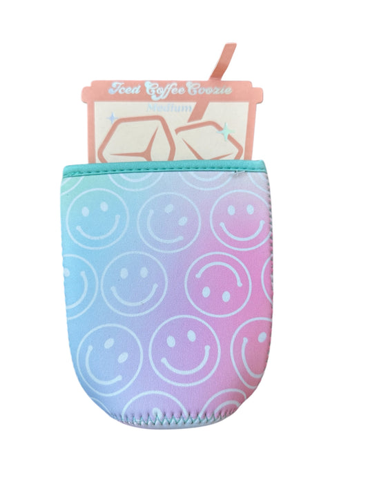 Iced coffee coozie smiley ombré medium