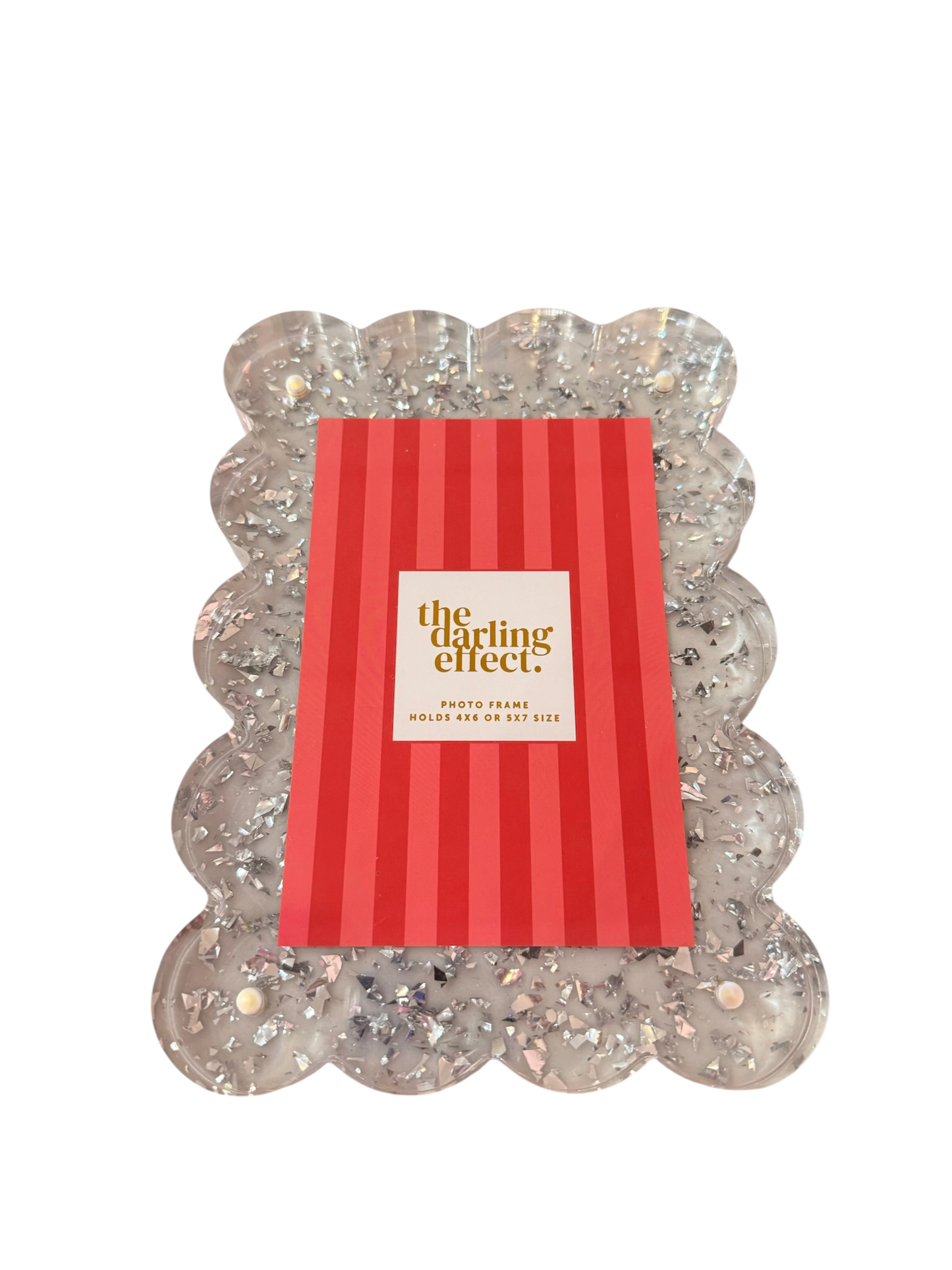 Rectangle Scalloped Acrylic Frame - Silver Confetti