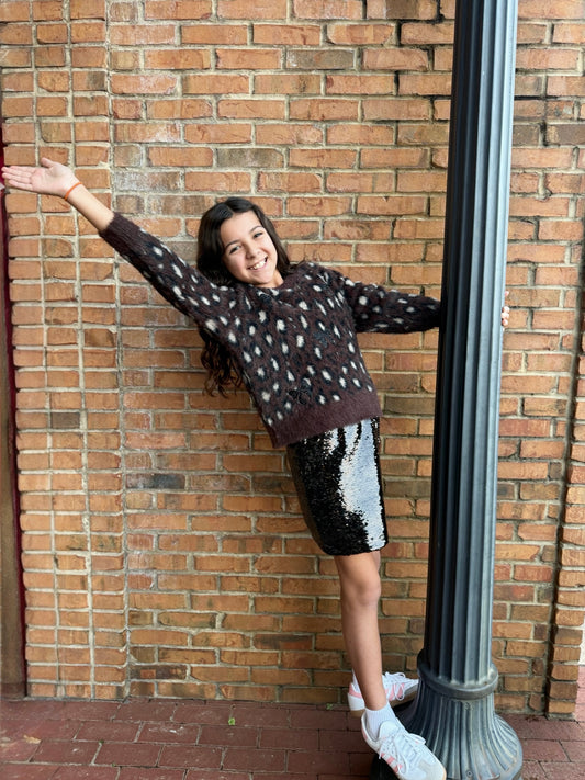 Black Sequined Mini Skirt