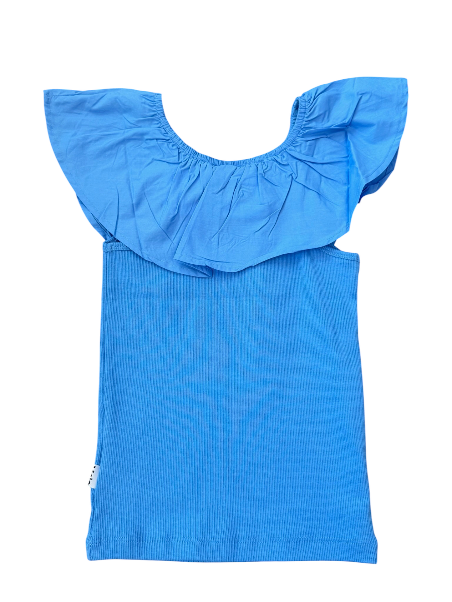 Reca Ribbed Ruffle Top - Blue Flower