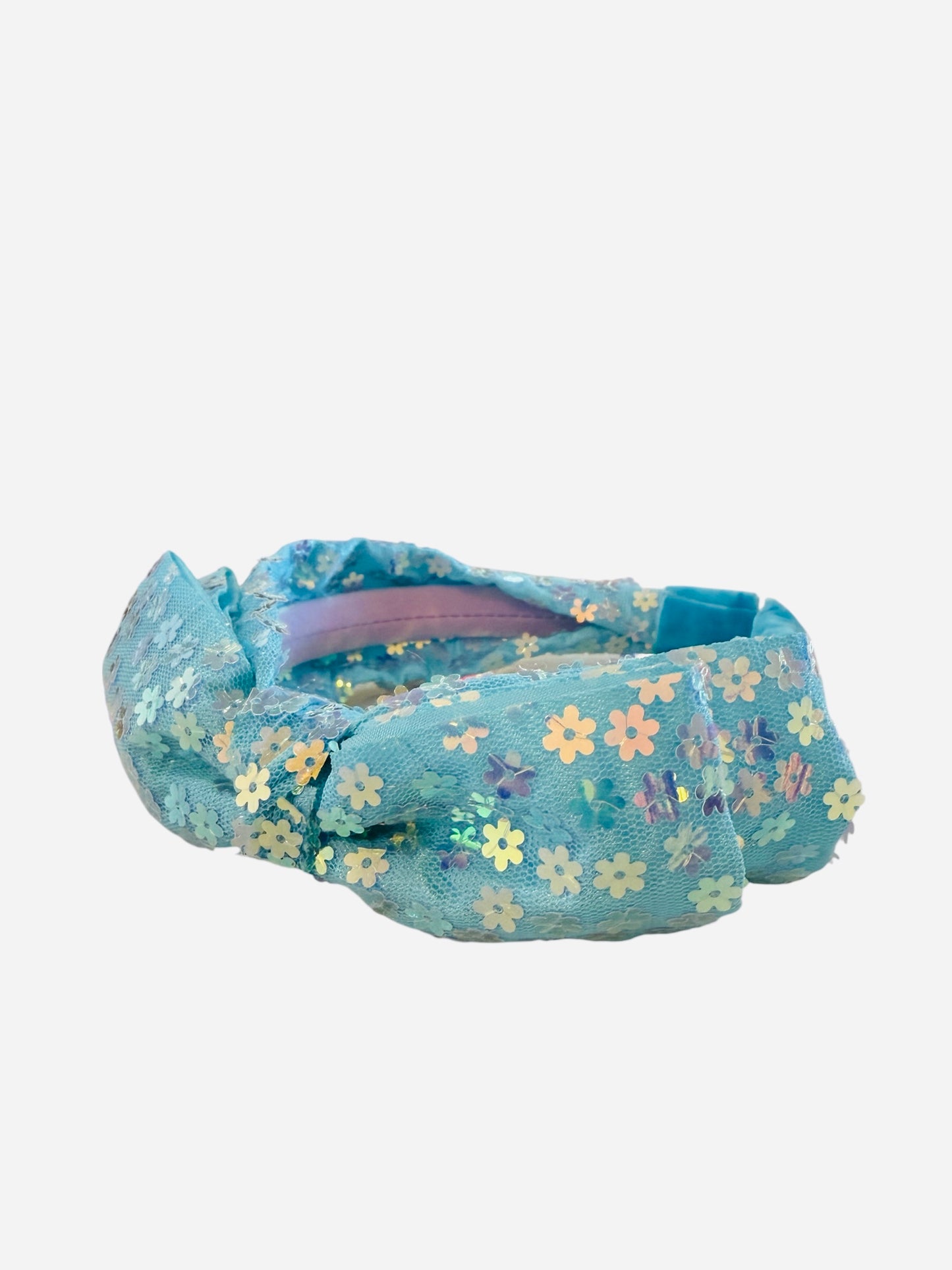 Big Bow Sequin Flower Headband - Blue