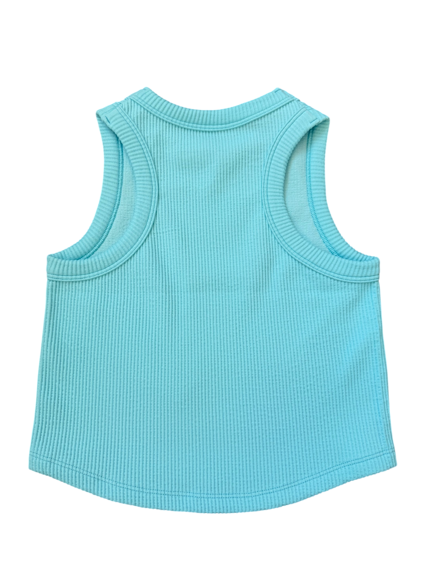 Cropped Ribbed Racerback Tank - Ice Blue