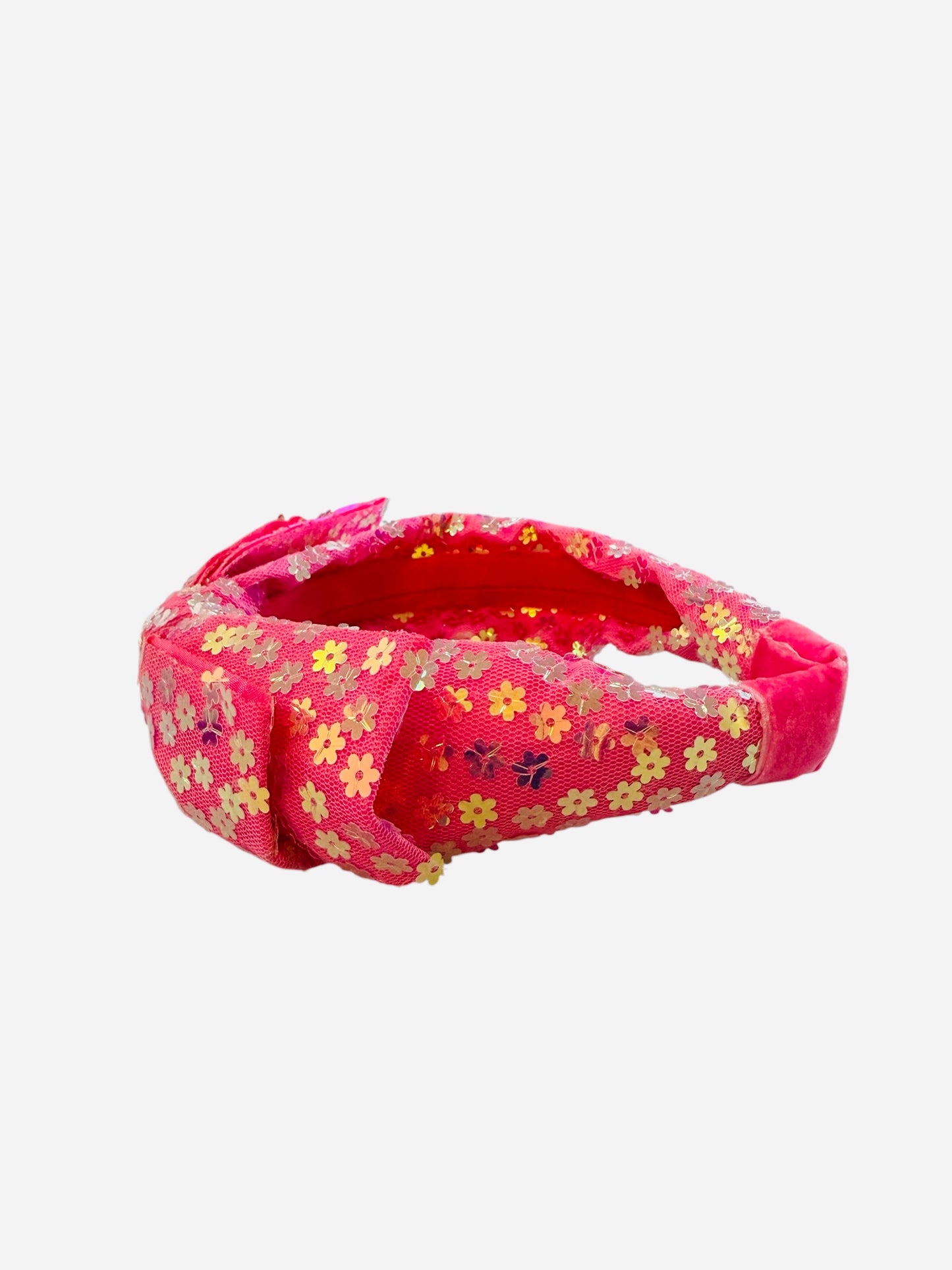 Big Bow Sequin Flower Headband - Pink