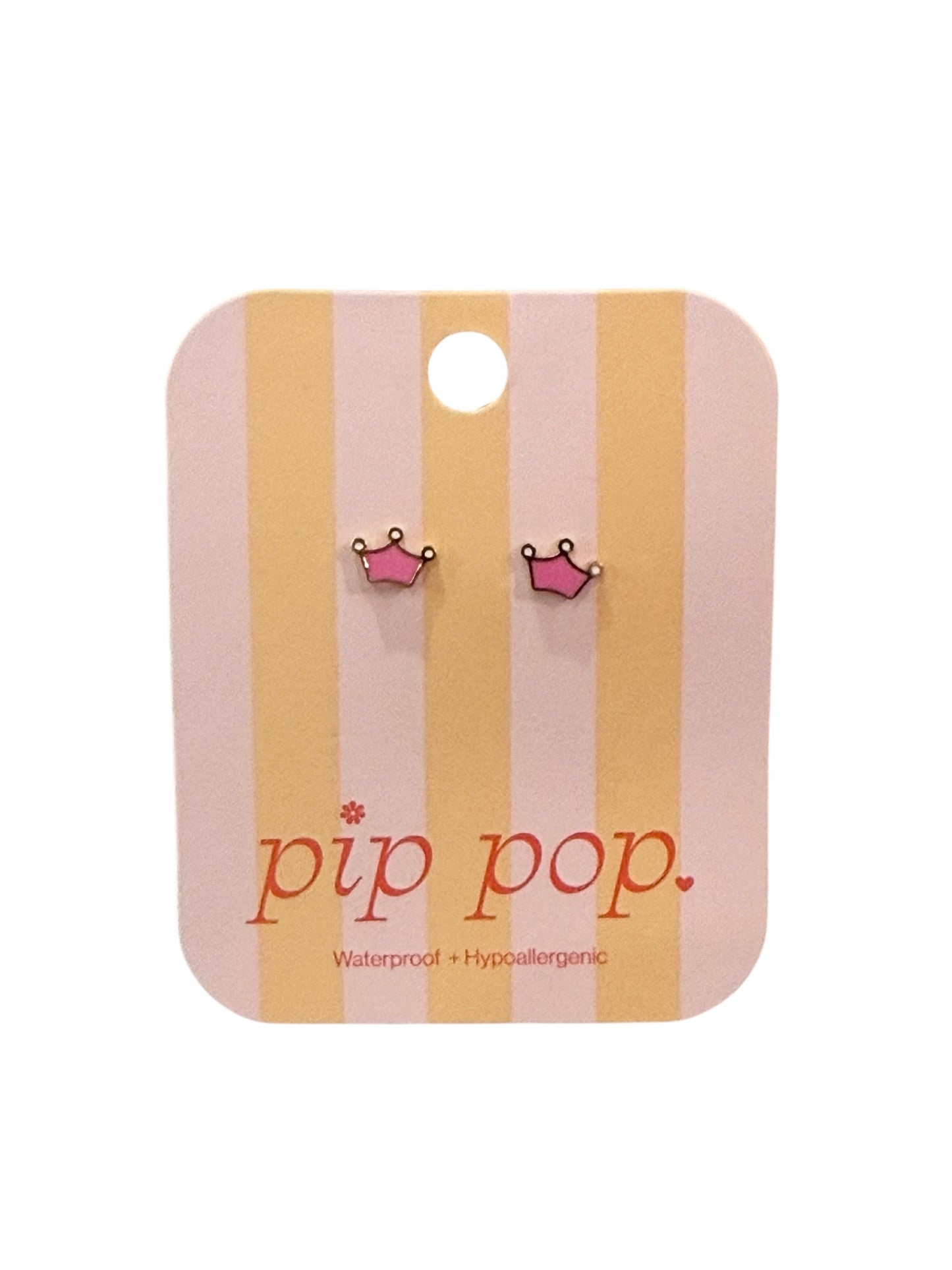 Pip Pop Pink Crown Stud Earrings