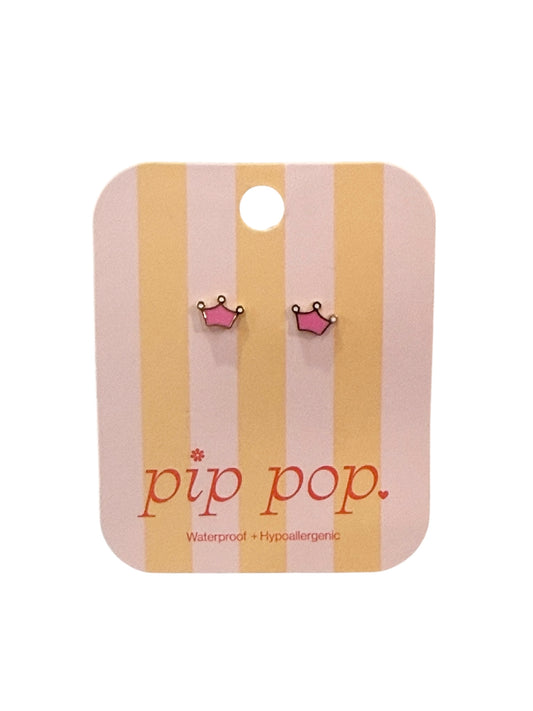 Pip Pop Pink Crown Stud Earrings