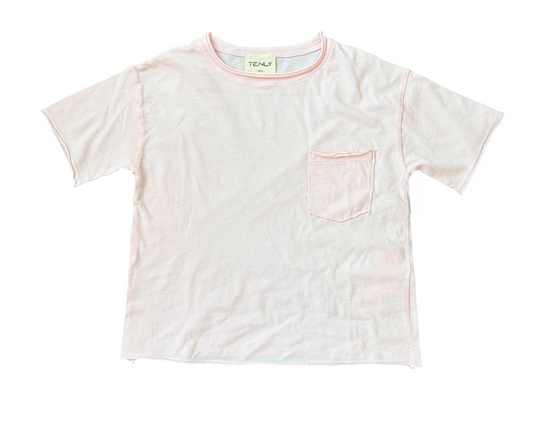 Tenly Cotton Jersey Raw Edge Tee - Pink Moscato