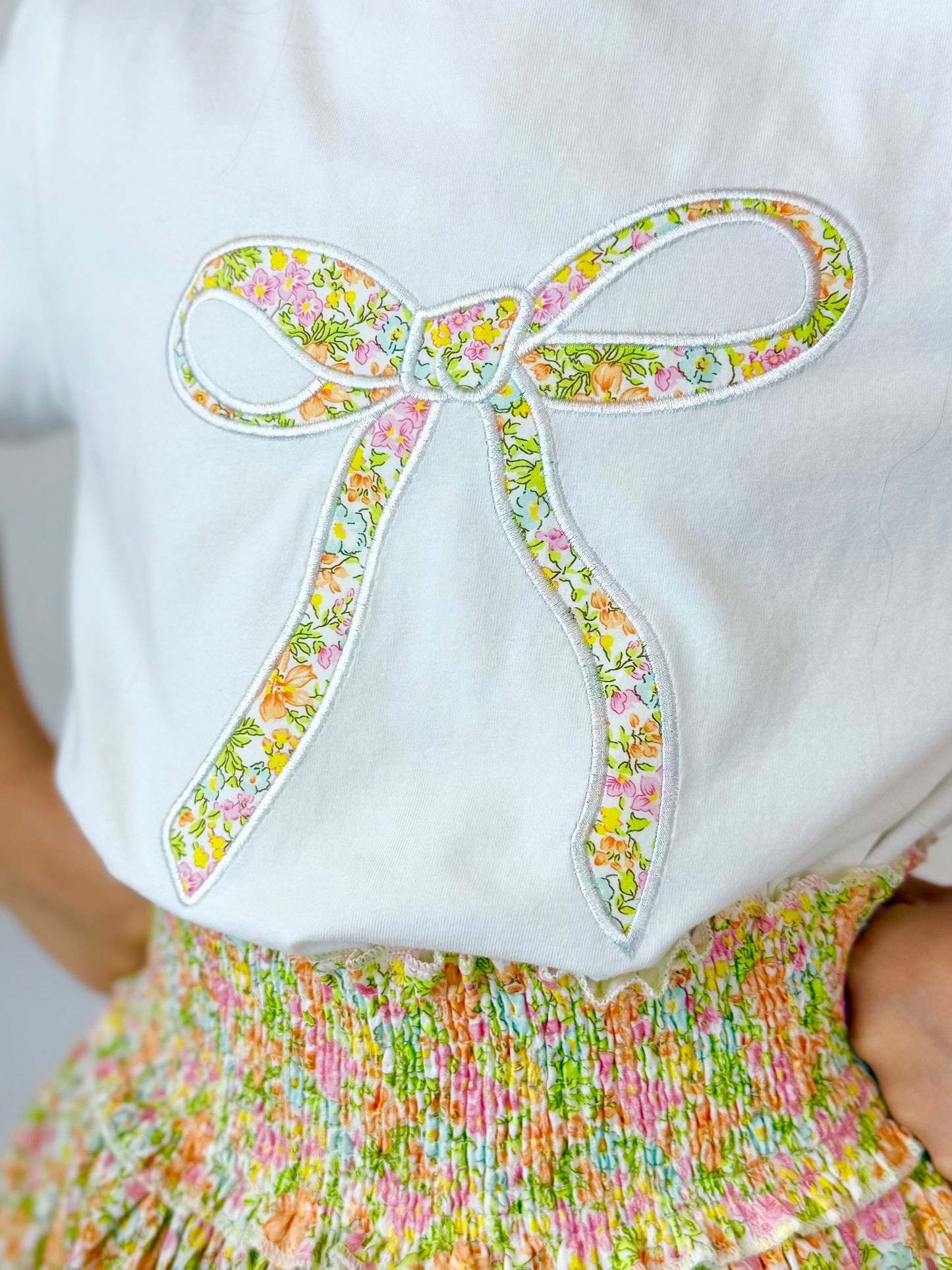 Bow T-Shirt In Garden Sorbet