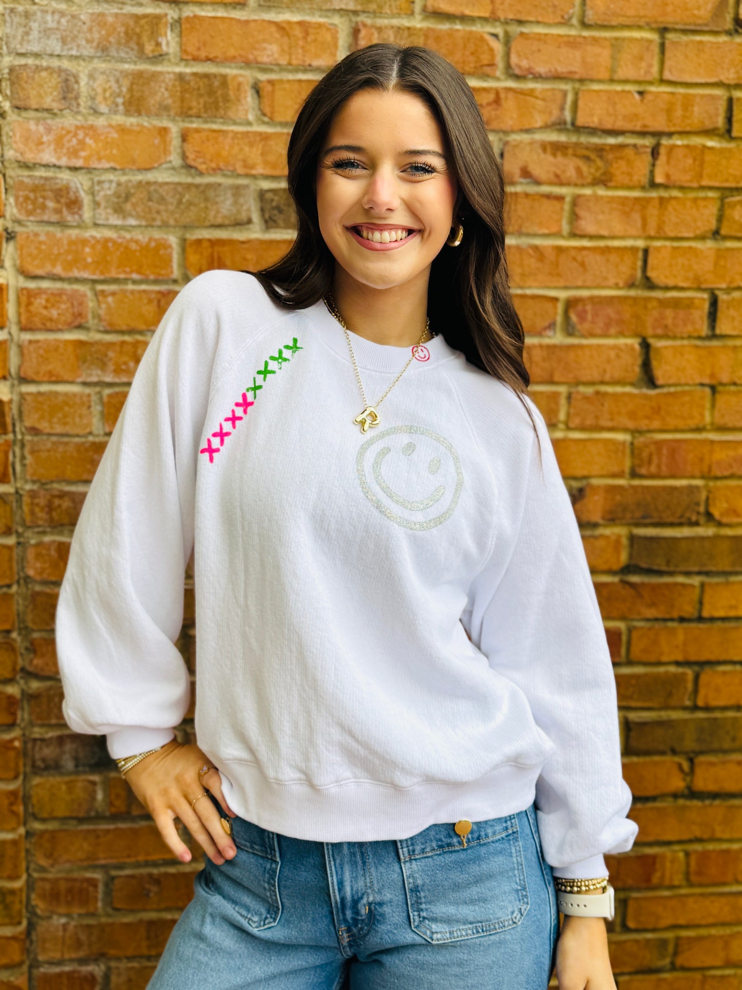 Smiley Vintage Sweatshirt - White