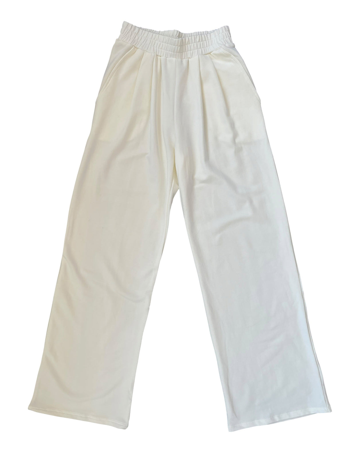 Tenly French Terry Pleated Pant - Ivory