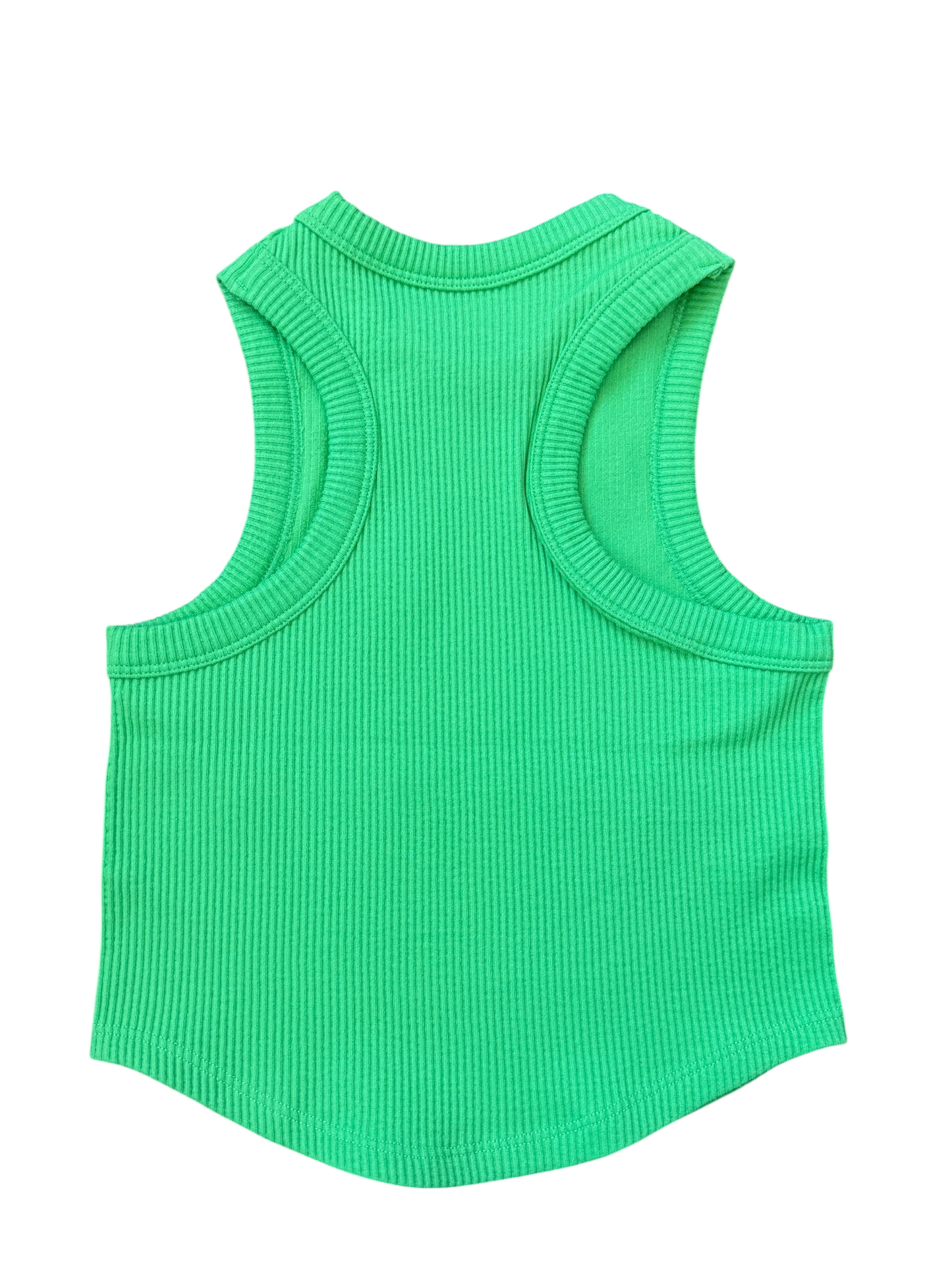 Cropped Ribbed Racerback Tank - Glam Green