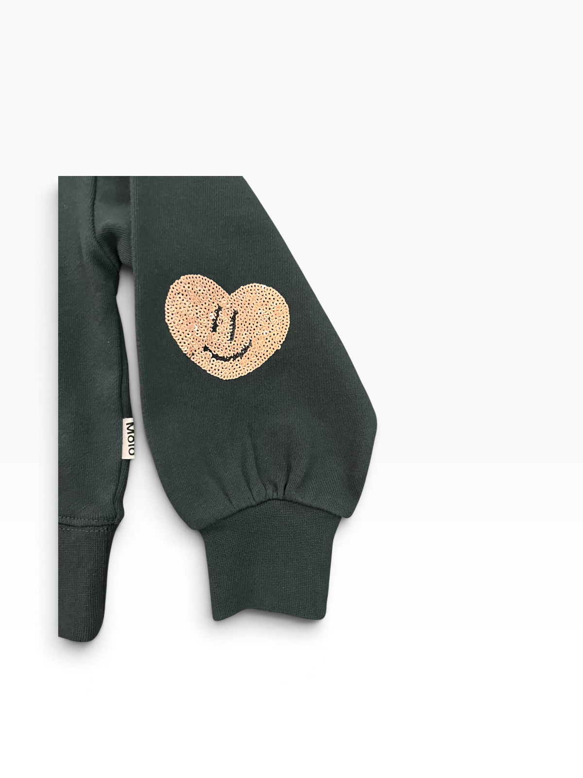 Molo Miki Sequin Heart Sweatshirt - Dark Green