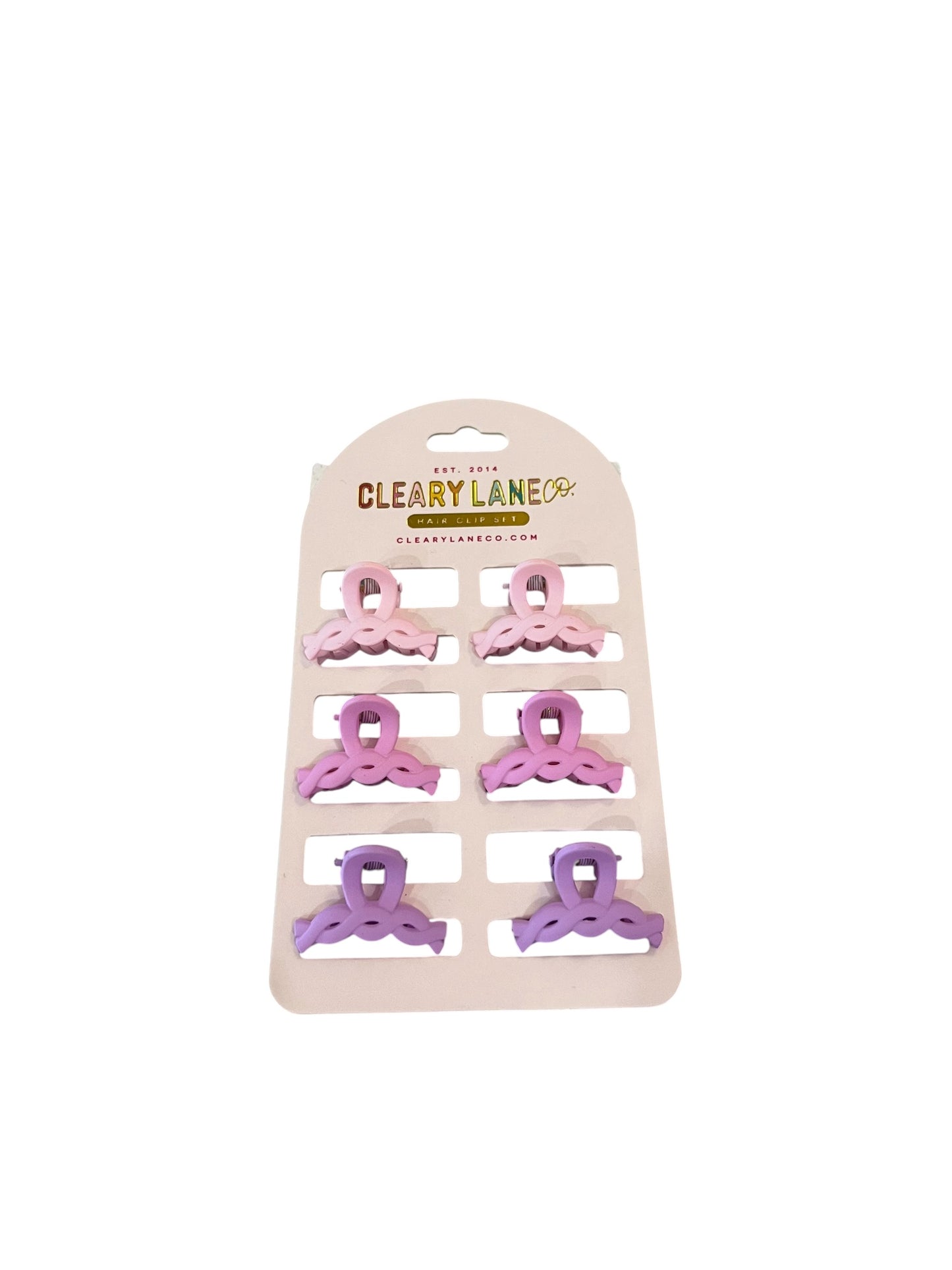 Mini Bow Hair Clip Set - Pink/Lt Fushia/Purple