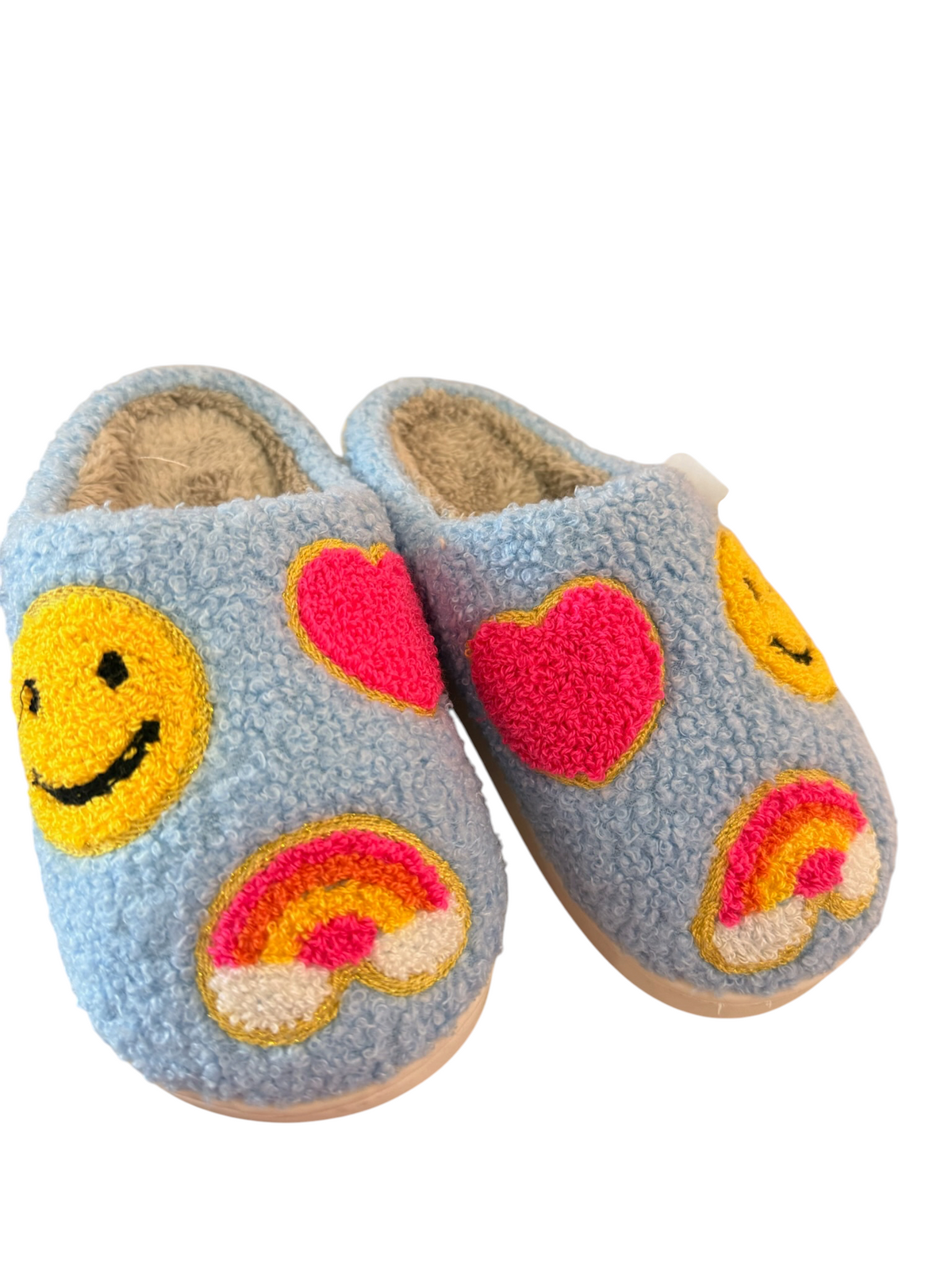 Smiley Rainbow Slippers - Blue