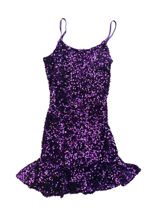 Amanda Fitted Sequin Ruffle Dress - Purple