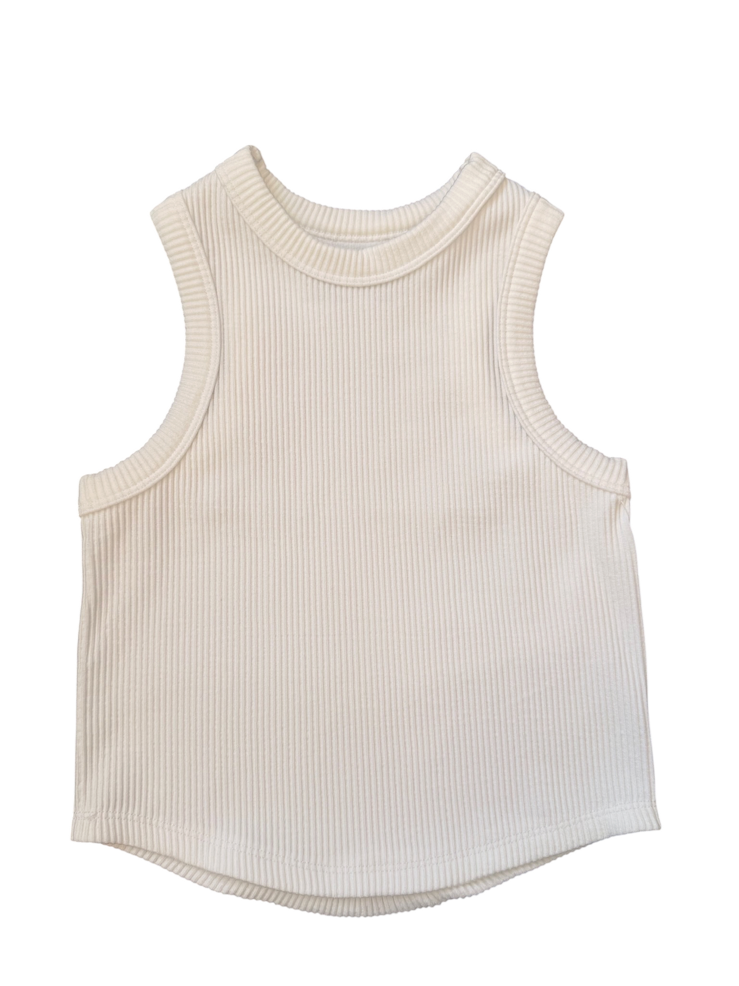 Cropped Ribbed Racerback Tank - White