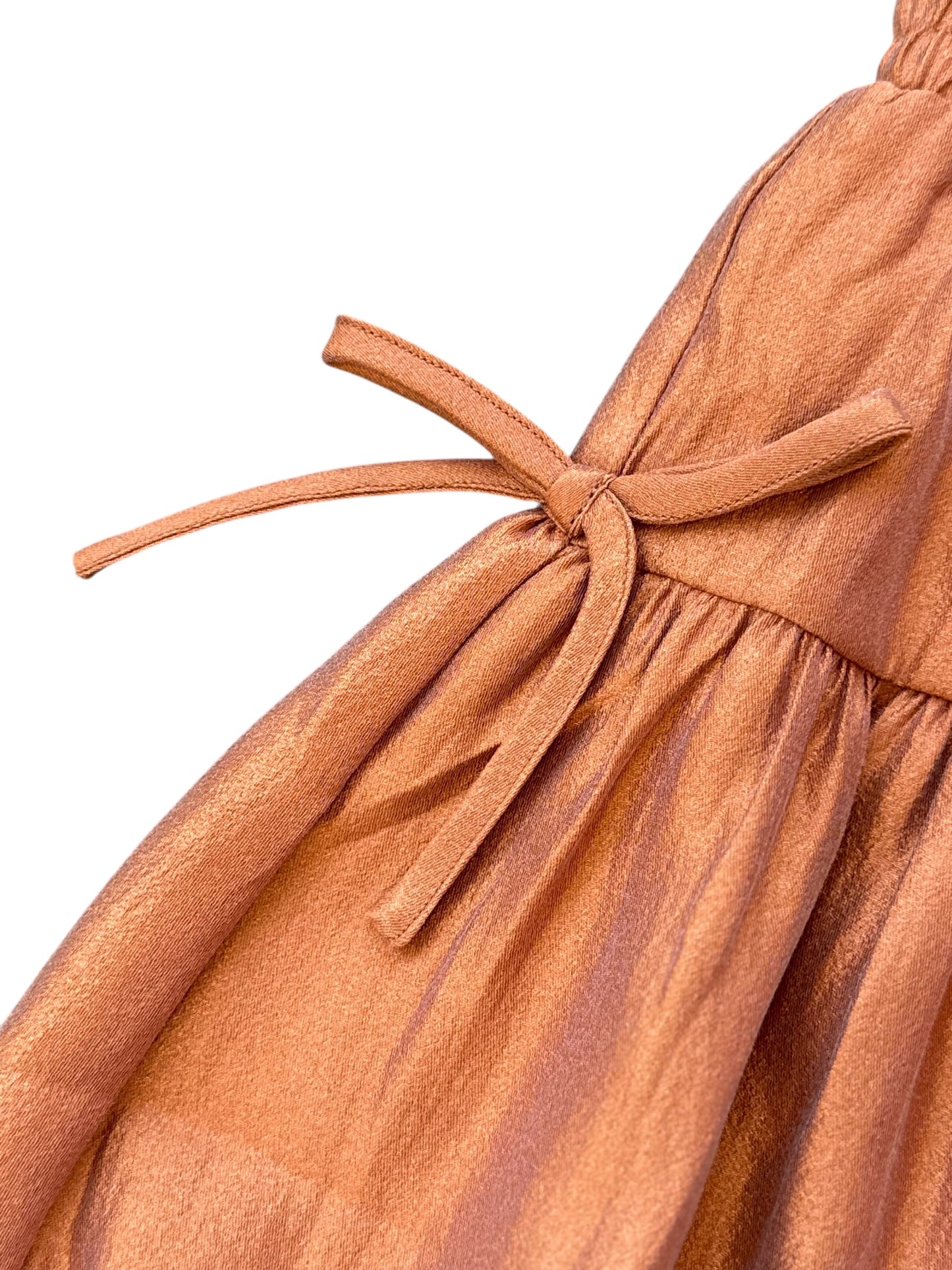 Metallic Bubble Skirt with Bows - Rust