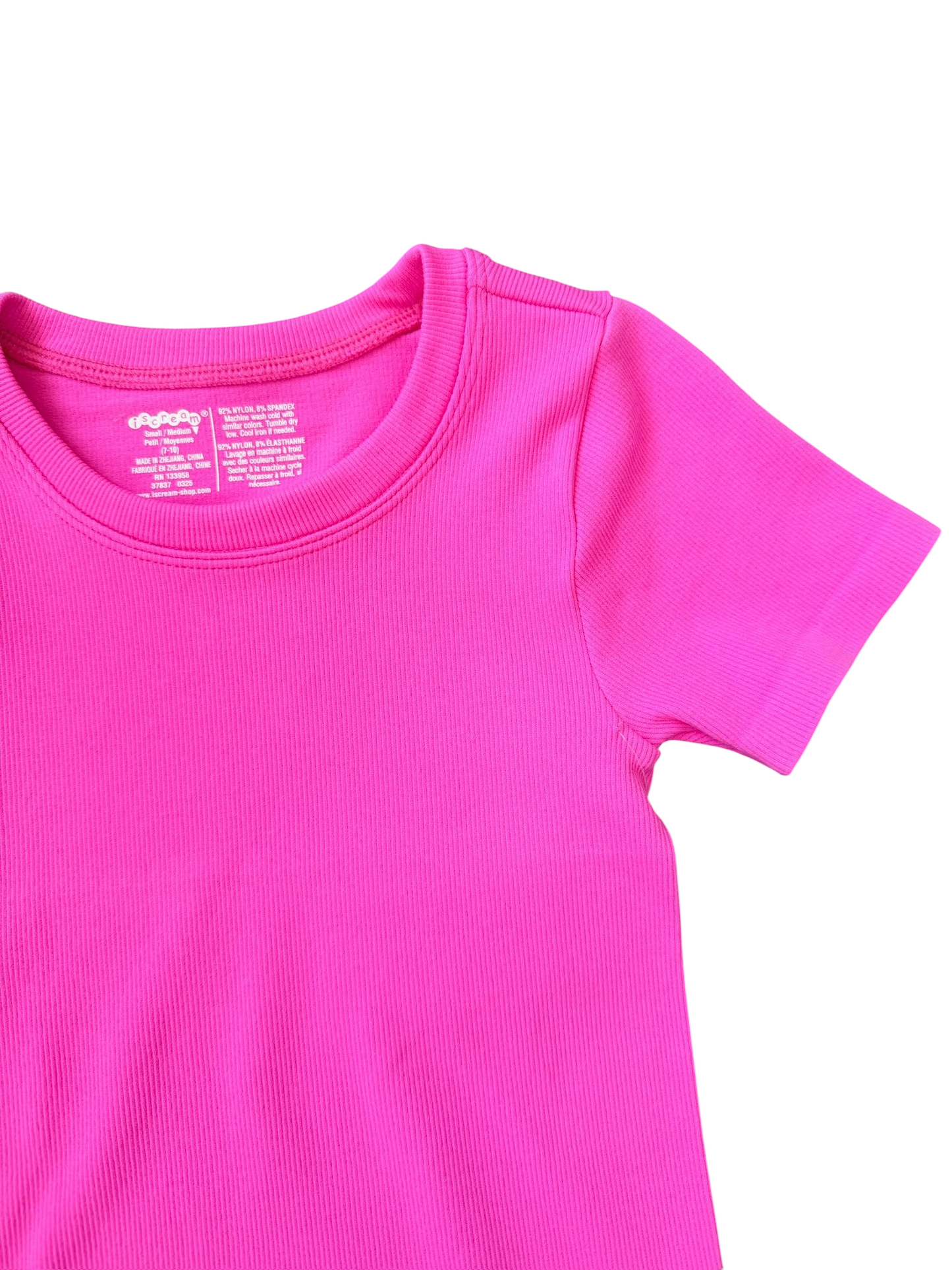 Ribbed Short Sleeve Shirt - Pretty Pink
