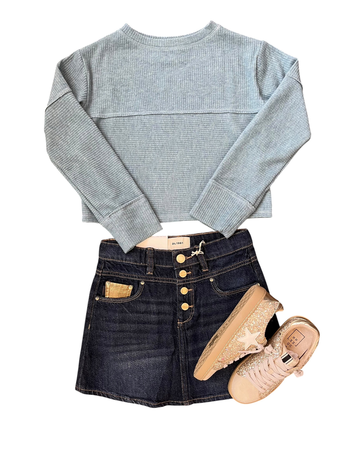 Tenly Hacci Cropped Rib Pullover - Glacier