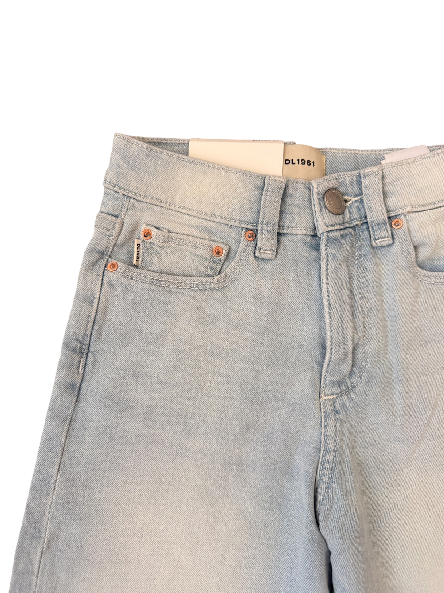 Lily Wide Leg Jean w/ Raw Hem - Light Blue